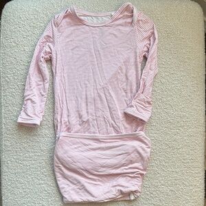 The Uptown Baby Pink Mini-Stripe Newborn Gown